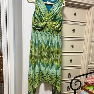 Chico's Asymmetrical Dress in Green and Blue
